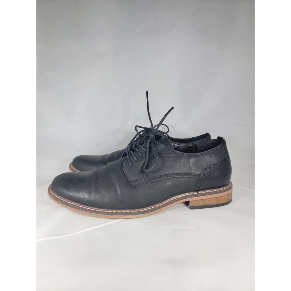 Steve Madden Ajapp Mens Oxford Shoes Sz 8 Black Comfort Lace Up Vamp Almond Toe